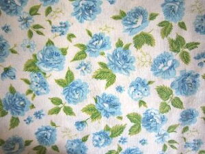 フィードサック  白地ブルー薔薇 (1/4サイズ)