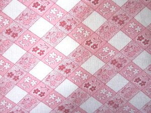 フィードサック  ピンクx白格子に小花 (1/16サイズ)