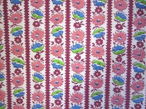 フィードサック  白xエンジストライプにお花 (1/16サイズ)