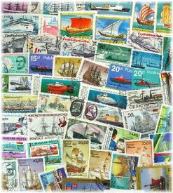 船の切手（海外使用済み切手　30枚）