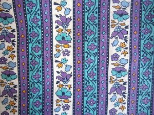 フィードサック パープルxターコイズ ストライプお花 (1/16サイズ)