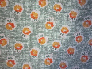 フィードサック  深緑背景にオレンジお花 (1/4サイズ)