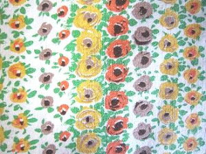 フィードサック 白地オレンジ黄色バラライン (1/16サイズ)