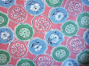 フィードサック ピンク地青緑ピンク丸 (1/16サイズ)