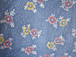 フィードサック ブルー地お花 (1/16サイズ)