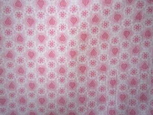 フィードサック 白地ピンクハートとお花 (1/16サイズ)