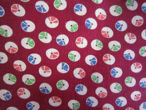 フィードサック ワイン色地丸い模様 (1/16サイズ)