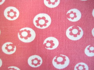 フィードサック ピンク地白い丸にお花 (1/16サイズ)
