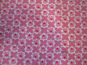 フィードサック ピンクミニ薔薇と幾何学模様 (1/16サイズ)