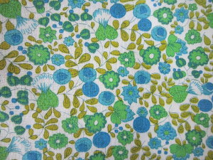 フィードサック 白地グリーン系お花 (1/16サイズ)