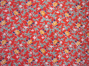 フィードサック 赤地小花 (1/16サイズ)