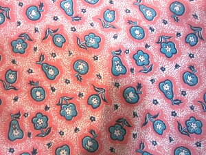 フィードサック白 ピンク地小花とフルーツ (1/16サイズ)