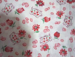 フィードサック 白地ブタの貯金箱 (1/16サイズ)