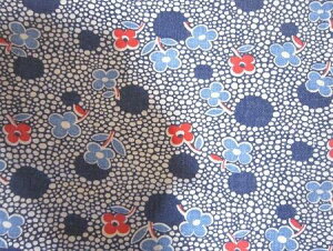 フィードサック 白地青赤お花 (1/16サイズ)