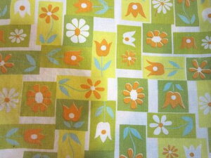 フィードサック イエロー黄緑地お花 (1/16サイズ)