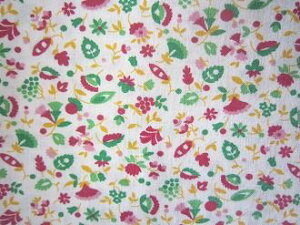 フィードサック  白地カラフルお花葉っぱ (1/4サイズ)