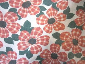 フィードサック 白地赤ピンク ギンガム柄お花 (1/16サイズ)