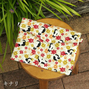 《ネコポス送料無料》 御朱印帳袋 ハチワレ猫紅葉(ピンク/キナリ) 御朱印帳ポーチ ケース 入れ物