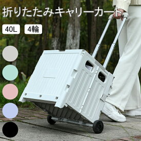 折りたたみ キャリーカート 4輪 買い物カート 軽量 台車 フタ付 静音タイヤ ショッピング用 台車 アウトドア キャンプ用 コンパクトキャリーカート 2輪キャスター付 コンテナカート 折り畳み台車 荷物運び