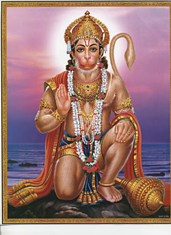 〔約30cm×約23.3cm〕インドのヒンドゥー神様ポスター ハヌマーン   ハヌマン 本 印刷物 ステッカー ポストカード