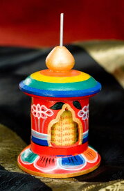 カラフル卓上ミニマニ車 横幅6cmx高さ8.5cm / ネパール 仏教 宗教用品 生活用品 アジア チベタン エスニック インド 雑貨