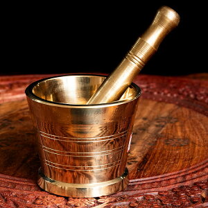 【送料無料】 スパイスグラインダー 中 真鍮 / すり鉢 カレー すりつぶす スパイスミル 乳鉢 インドカレー 調理器具 食器 アジアン食品 エスニック食材