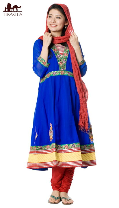 楽天市場 送料無料 パンジャビ ドレス3点セット ブルー インド パンジャビドレス パンジャービードレス サルワール カミーズ 民族衣装 レディース エスニック衣料 アジアンファッション エスニックファッション インド雑貨 アジア雑貨 Tirakita