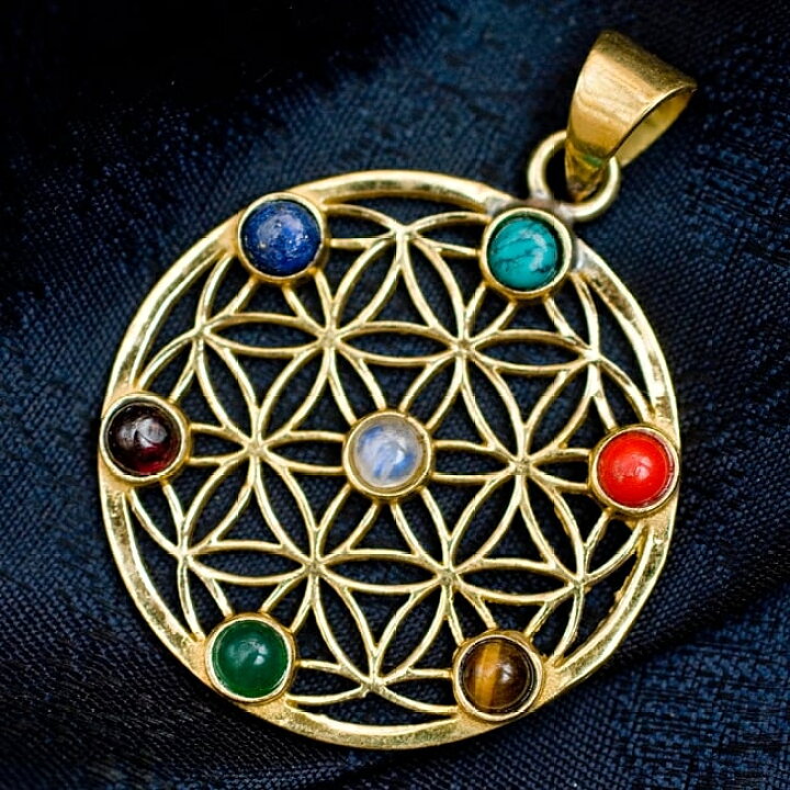 楽天市場】Flower Of life の天然石ゴールドペンダントトップ 直径約 