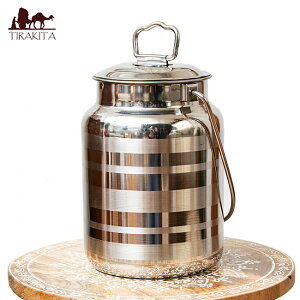 ステンレスのミルクボトル 3リットル / ミルク缶 ミルクポット ミルクジャー ストレージ オイル ギーポット 調理器具 インド 食器 アジアン食品 エスニック食材 食材【レビューで500円クーポ