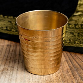 インドの礼拝用ブラス カップ 5cm x 4.5cm / 祭壇 ヨガ ボトル 容器 ステンレス アジアン食品 エスニック食材