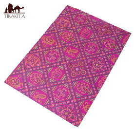 インド伝統のラッピング用紙 赤紫(5枚セット) / ギフト ラッピングペーパー アジア 和紙 本 印刷物 ステッカー ポストカード ポスター