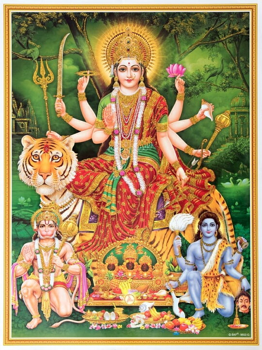 楽天市場 約30cm 約40cm 輝くラメ入りインドのヒンドゥー神様ポスター ドゥルガー Durga 女神 インドの神様 ヒンドゥー教 本 印刷物 ステッカー ポストカード インド雑貨 アジア雑貨 Tirakita