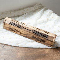 マンゴーウッドのお香立て 山タイプ Lサイズ / シーシャムウッド 箱形お香立て 石 陶器 ソープストーン …