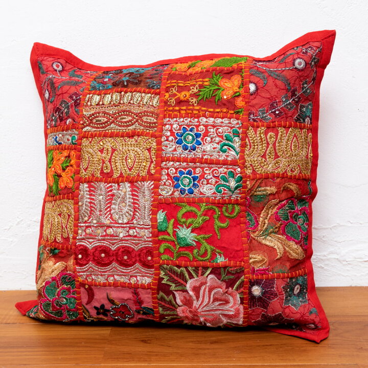 楽天市場】ラジャスタン刺繍のクッションカバー / パッチワーク 