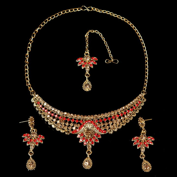 楽天市場】インドアクセサリー3点セット〔ネックレス ピアス ティッカ 