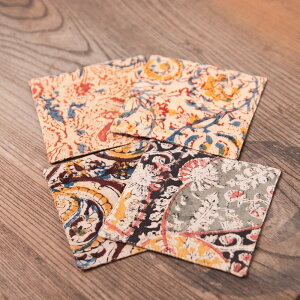 【4枚セット】アジュラック布の手造りコースター スクエア / ウッドブロック 食器 調理器具特集 通販 アジア アジアン食品 エスニック食材