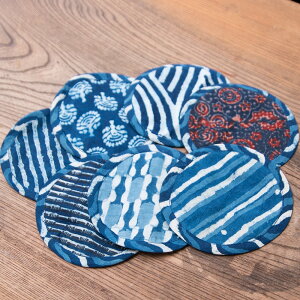 【4枚セット】アジュラック布の手造りコースター リバーシブル サークル / ウッドブロック 食器 調理器具特集 通販 アジア アジアン食品 エスニック食材