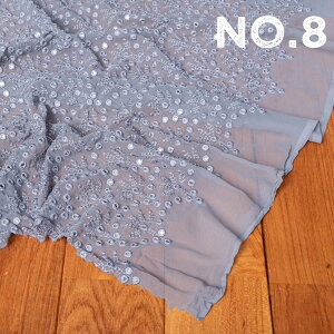 〔1m単位切り売り〕〔各色あり〕インドの伝統模様布 ミラーワーク系ファブリック〔幅約104cm〕 / 商用利用可 シースルー レース 手芸 メッシュ テーブルクロス おしゃれ 計り売り布 アジア布