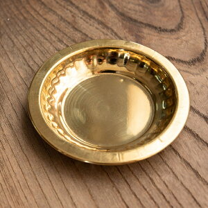 【祭壇用】ステンレス金メッキカトリ(ミニ皿) 【直径:約8cm】 / プレート 礼拝 小皿 宗教用品 生活用品 アジア チベタン マニ エスニック インド 雑貨