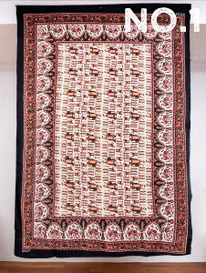 〔各色あり〕マルチクロス ゾウ祭り〔136cm×198〕大きな布 / タペストリー テーブルクロス ベッドシーツ ベッドカバー お部屋の装飾 ソファーカバー マンダラ 曼荼羅 更紗 唐草 インド綿マル