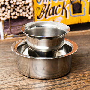 南インドのコーヒーカップとソーサーセット 良クオリティ〔直径 約9.5cm〕 / ステンレス 食器 グラス コースター チャイ ラッシー マグカップ アジアン食品 エスニック食材