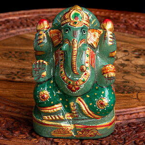 【送料無料】 【一点物 天然石】手彫りのアングリ ガネーシャ(インド翡翠) 約10cm / ヒスイ パワーストーン ガネーシャの像 ガネーシャ像 神様 エスニック アジア 雑貨【レビューで1000円ク