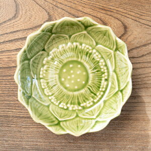 エスニック気分を盛り上げる ロータスボウル 14cm Yellow green / 蓮 ハスの花 睡蓮 タイ 陶磁器 皿 カップ スプーン 食器セット プレート 小皿 インド カレー皿 ターリー チャイ チャイカップ ア