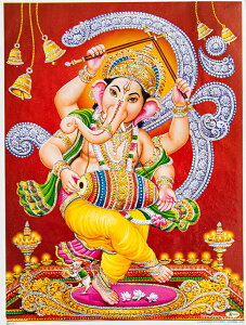 �k��40.5cm×��30.5cm�l�P���������� �C���h�̃q���h�D�[�_�l�|�X�^�[ �K�l�[�V�� �w��Ə����̐_�l / �K�i�p�e�B �K�l�[�V�� ���B�i�[���J ���B�O�l�[�V�����@�� Ganesha �C���h�̐_�l A�|�X�^�[