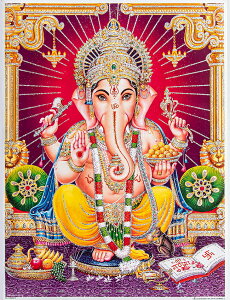 �k��40.5cm×��30.5cm�l�P���������� �C���h�̃q���h�D�[�_�l�|�X�^�[ �K�l�[�V�� �w��Ə����̐_�l / �K�i�p�e�B �K�l�[�V�� ���B�i�[���J ���B�O�l�[�V�����@�� Ganesha �C���h�̐_�l A�|�X�^�[