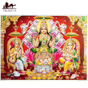 �k��40.5cm×��30.5cm�l�P���������� �C���h�̃q���h�D�[�_�l�|�X�^�[ ���N�V���~�[ �T���X���@�e�B �K�l�[�V�� / �g�˓V Laxmi �f�B���� �C���h�̐_�l A�|�X�^�[ �{ ����� �X�e�b�J�[ �|�X�g�J