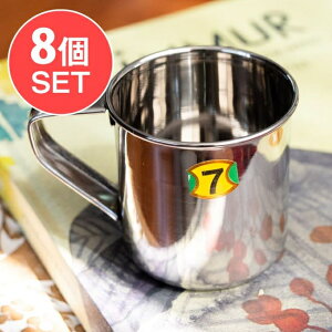 ステンレスのマグカップ 小 直径約7.3cm×高さ約7.4cm / コーヒー コップ 食器 インド チャイ ミルクティー 取っ手 グラス コースター ラッシー アジアン食品 エスニック食材