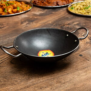 インドの屋台用鉄製カダイ(インド鍋 鉄鍋) 直径約21cm 2〜3人前 / カラヒ マサラ 調理器具 食器 アジアン食品 エスニック食材 食材【レビューで500円クーポン プレゼント】