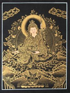 【送料無料】 〔一点物〕タンカ パドマサンバヴァ(蓮華生大士) 30cm x 40cm / 観音菩薩 仏画 マンダラ チベット 曼荼羅 手描き 曼陀羅 インド 本 印刷物 ステッカー ポストカード ポスター【