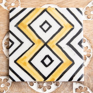 〔10cm×10cm〕ブルーポッタリー ジャイプール陶器の正方形デコレーションタイル タージ マハル オクタゴン / ジャイプル コースター 水晶 クリスタル DIY タージマハル キッチン アジアン イン